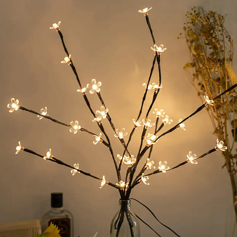 20 Bulbs LED Cherry Blossom Flower Branch Lights Lamp Tall Vase Filler Twig Lighted Branch Christmas Wedding Decorative Lights