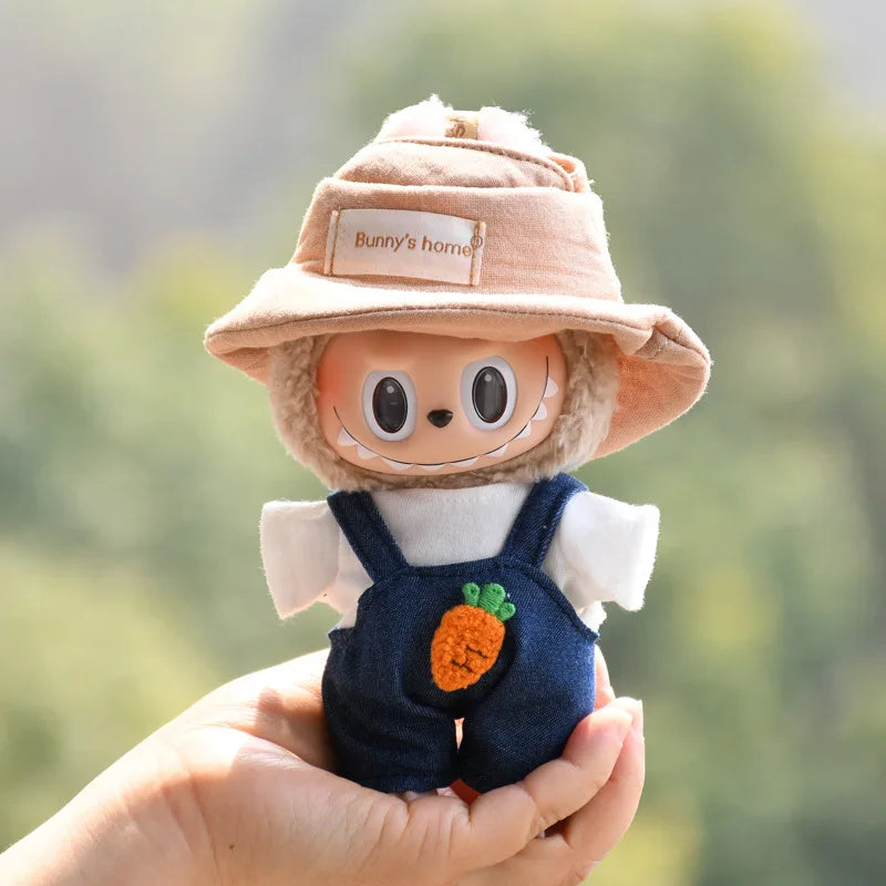 17cm Cute Mini Plush Doll'S Clothes Outfit Accessories For Korea Kpop Exo Labubu Idol Dolls Overalls Hat Clothing DIY Kids Gift