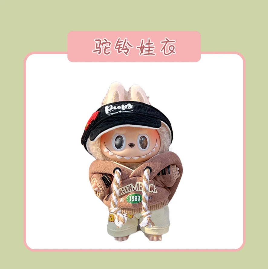 Hot Labubu Doll Clothes Fashion Clothes Hoodies For 17cm Doll Clothes Color Match Hoodies Dolls Accessories Cute Little Cloths