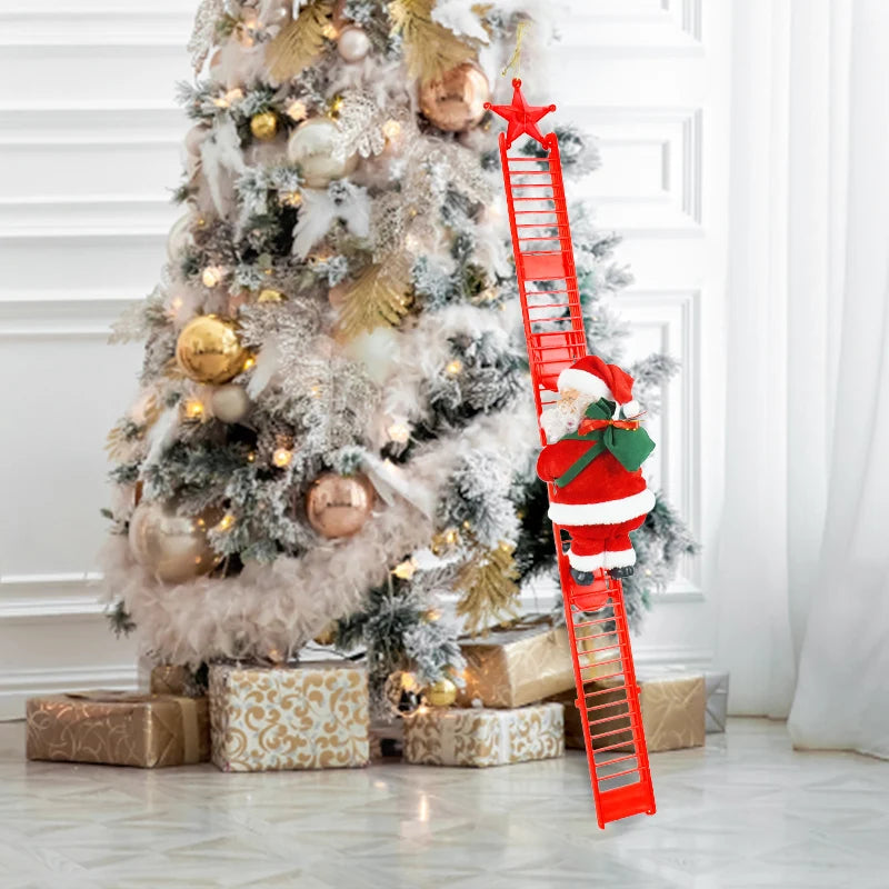 2024 Santa Claus Doll Climbing Ladder with Music Christmas Tree Ornaments Decorations For Home 2025 Navidad New Year Kids Gift