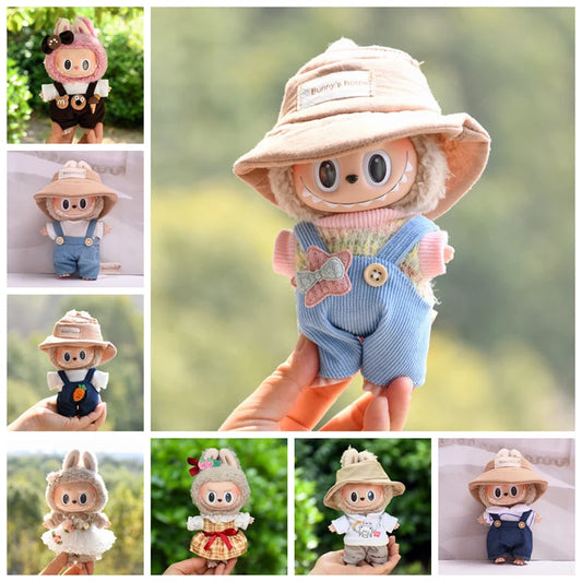 17cm Cute Mini Plush Doll'S Clothes Outfit Accessories For Korea Kpop Exo Labubu Idol Dolls Overalls Hat Clothing DIY Kids Gift