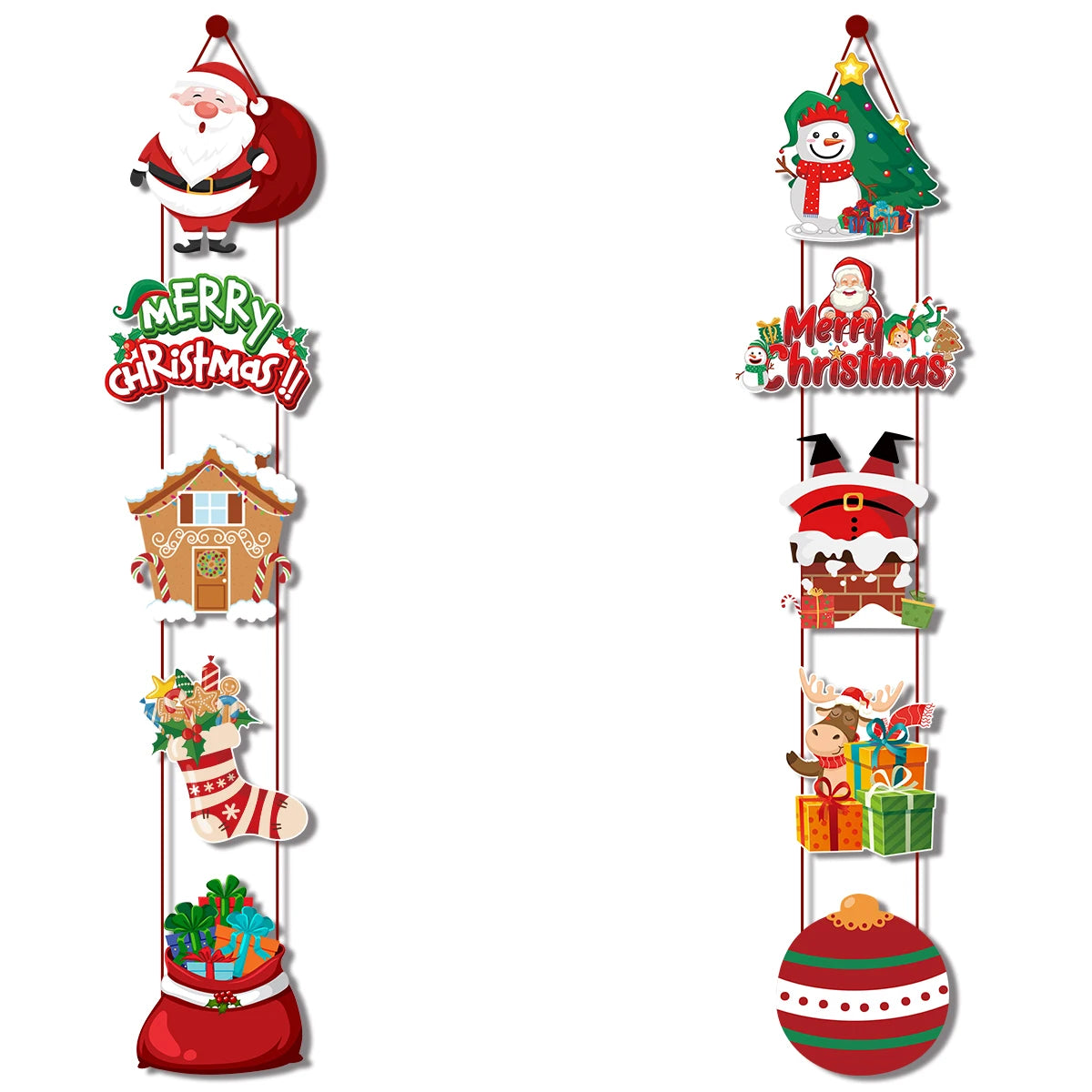 Christmas Porch Door Hanging Banner Christmas Paper Door Decorative Flags for Xmas Home Decorations New Year 2024 Noel Navidad