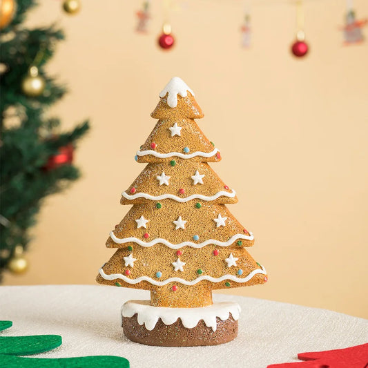 Vilead 15cm Resin Gingerbread Christmas Tree Figurines Holiday Decoration Accessories Xmas Gift Table Bookcase Room Decor Object