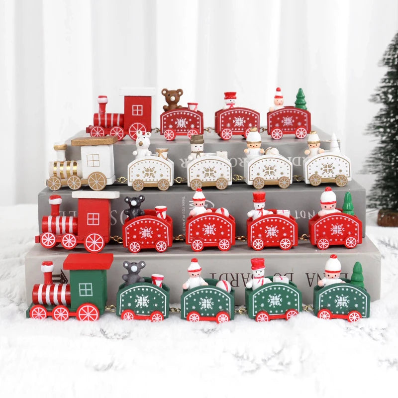 Christmas Wooden Train Ornament Merry Christmas Decoration For Home 2024 Xmas Kids Gifts Noel Natal Navidad New Year 2024