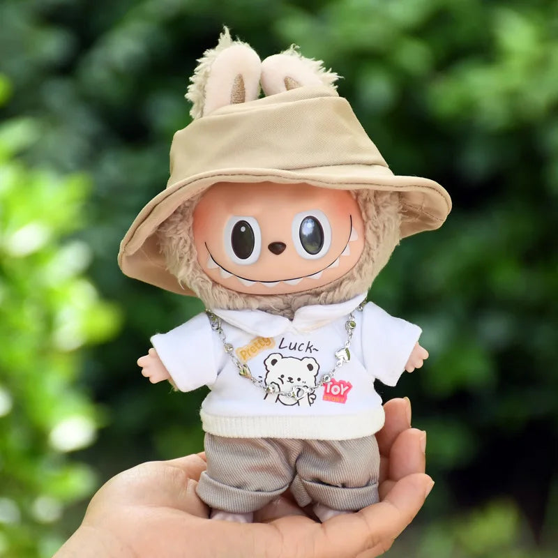 17cm Cute Mini Plush Doll'S Clothes Outfit Accessories For Korea Kpop Exo Labubu Idol Dolls Overalls Hat Clothing DIY Kids Gift