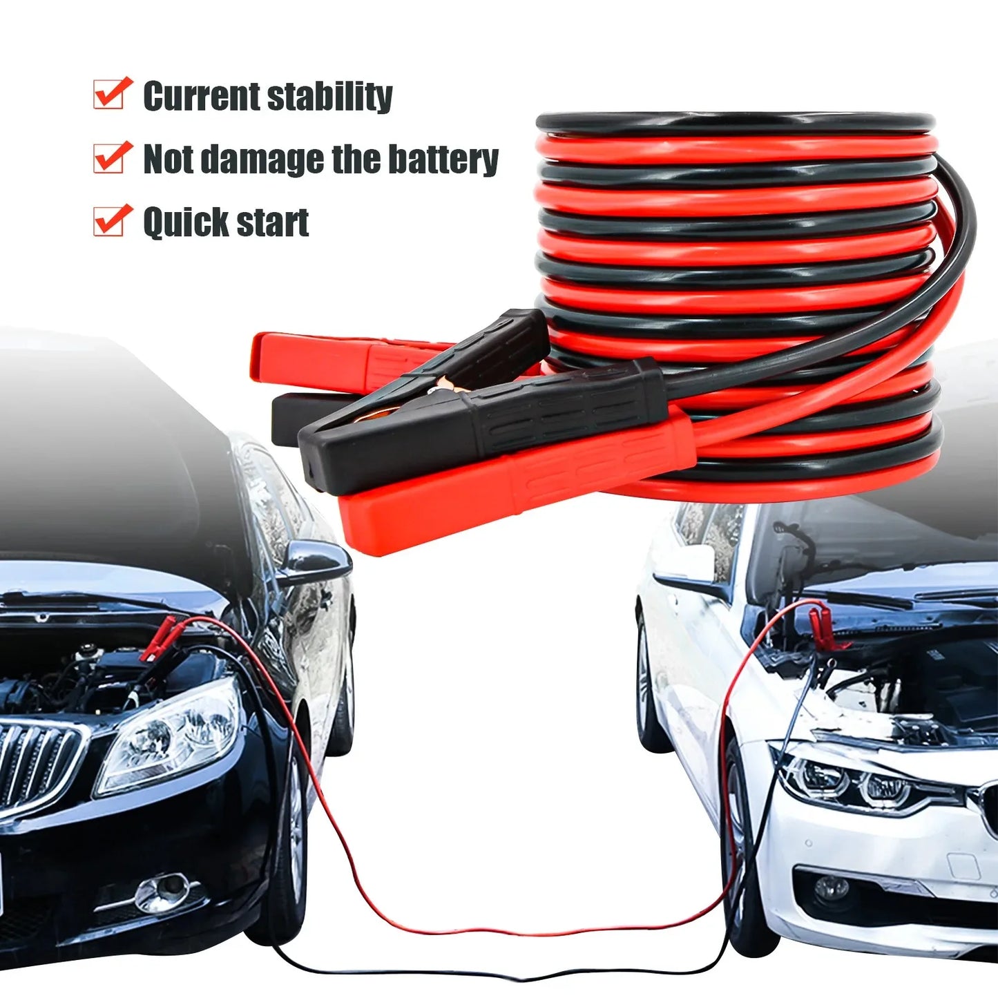 Auto Battery Heavy Duty Jumper Cables 4M 2000A Booster Cables For Cars Truck SUV Positive And Negative Firewire Jump Start Cable