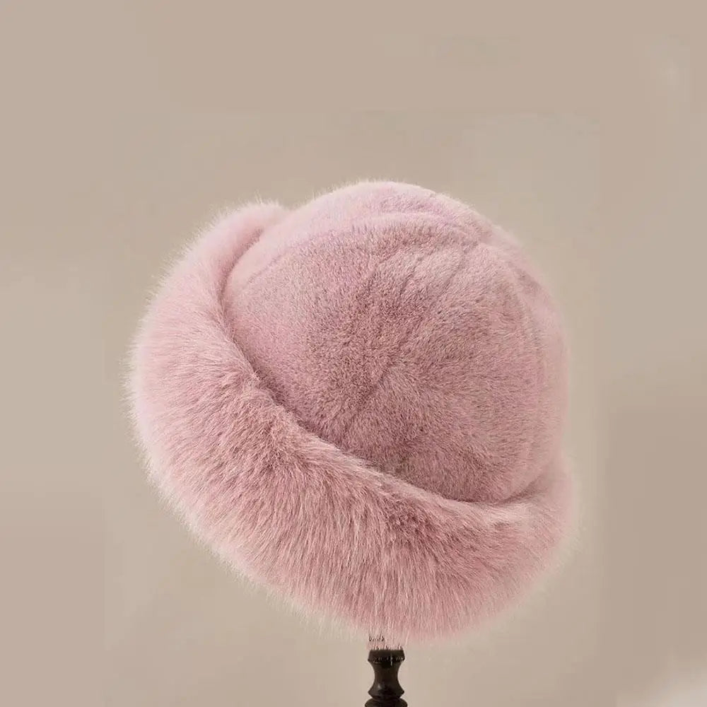 Winter Plush Hat Women Thickened Warm Bucket Hats For Women Men Simple Imitation Fur Ear Protection Cap Windproof Fisherman Cap