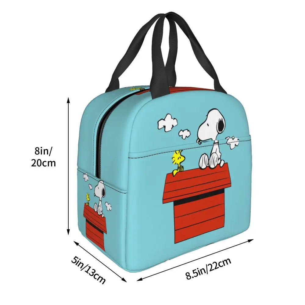 Custom Funny Cartoon Snoopy Lunch Box Waterproof Thermal Cooler Food Insulated Lunch Bag Kids For Kids Portable Picnic Tote Bags