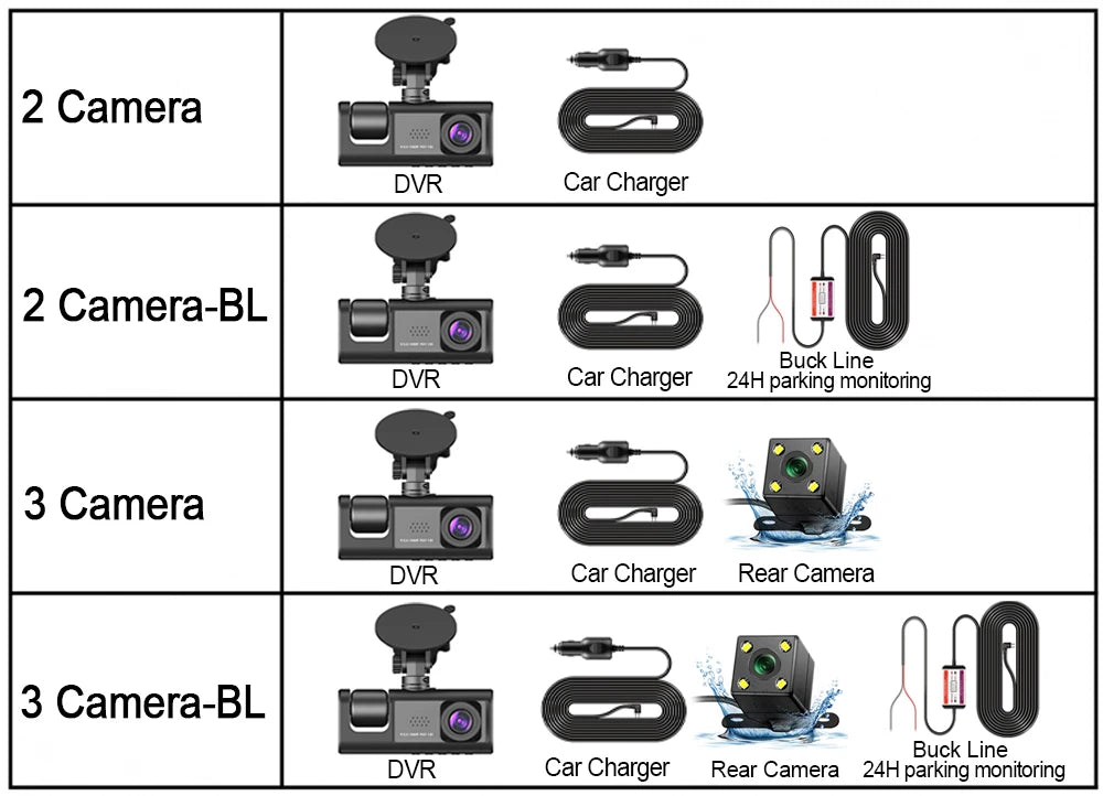 3 Channel Car DVR HD 1080P 3-Lens Inside Vehicle Dash CamThree Way Camera DVRs Recorder Video Registrator Dashcam Camcorder