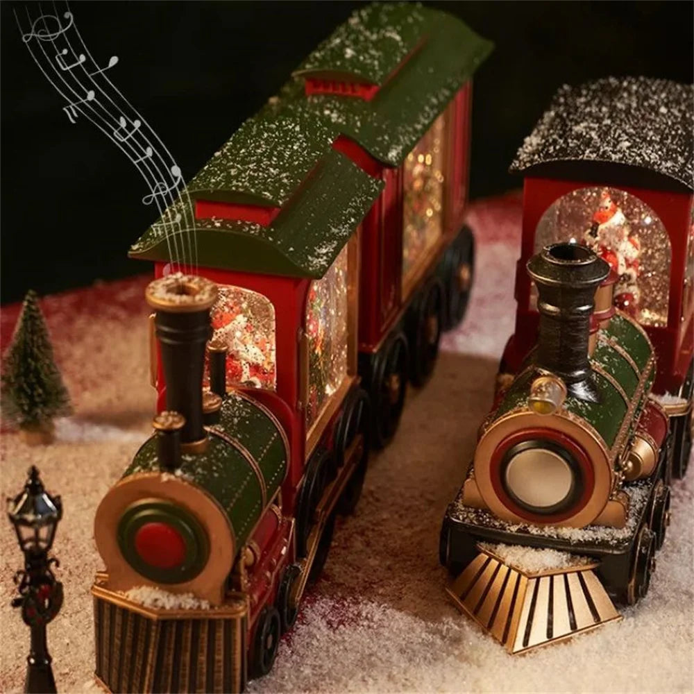 2024 Christmas Gift Train Crystal Ball Ornament Christmas Gift Christmas Eve Decoration Lighting Train Box CrystalBall Ornaments