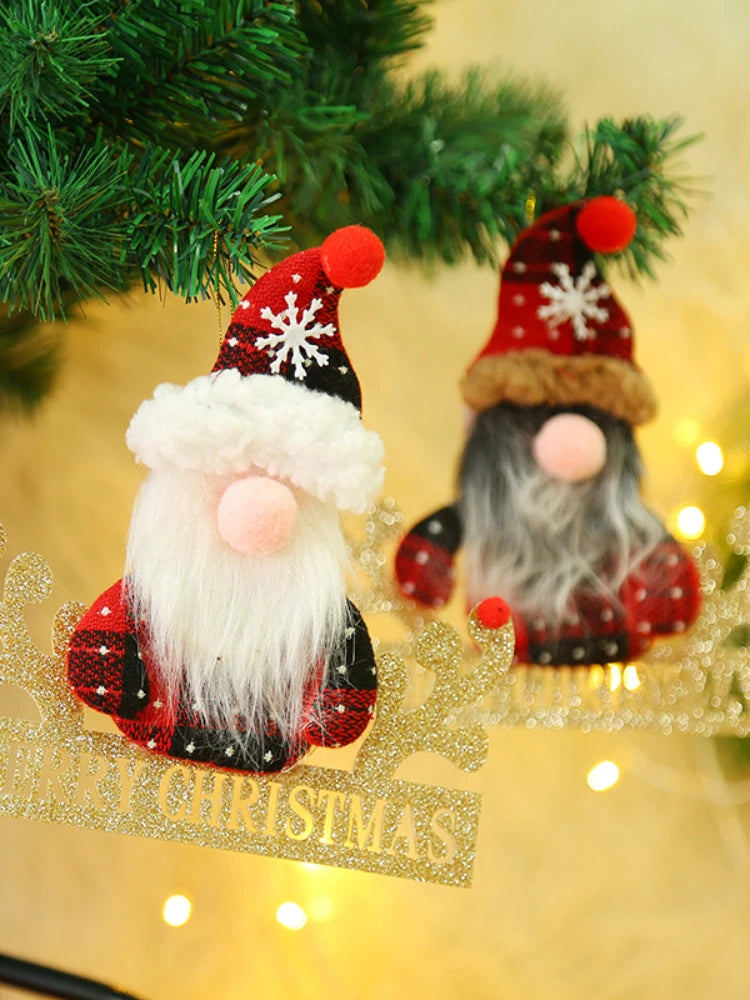 2023 Cute Christmas Santa Snowman Deer Doll Decoration Gift Doll Christmas Tree Hanging Ornament New Year Xmas Home Decoration