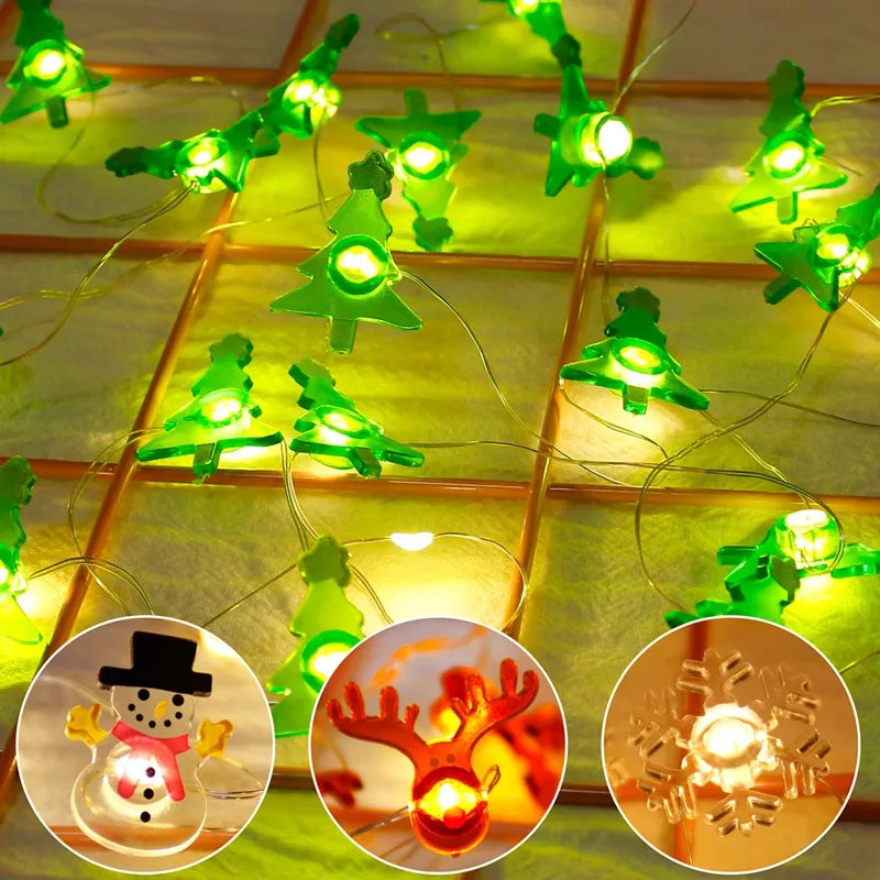 Christmas Santa Claus String Light Garland Xmas Tree Pendant Merry Christmas Decor for Home Noel Navidad Gift 2024 New Year 2025