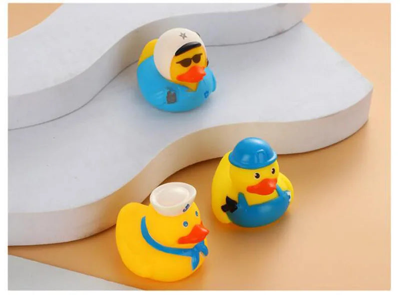 1pcs Baby Cute Duck Bath Toys Rubber Yellow Ducks Washing Swimming Toddler Toys Squeeze Sound Kids Wash Play Funny Gift