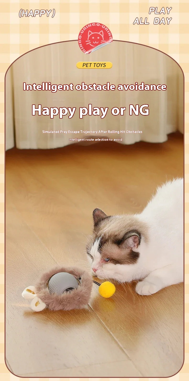 Smart Cat Toys Automatic Rolling Ball Fake Tail Rechargeable Electric Pet Interactive Toy Dog Cat Training Imitate Mouse Tail