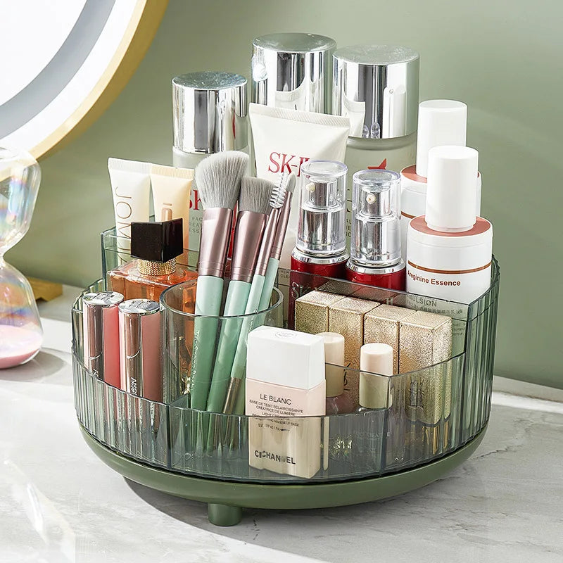 360° Rotating Makeup Organizer Tray Large Capacity Cosmetic Storage Box for Vanity Countertops Lazy Susan Desk Storage Container