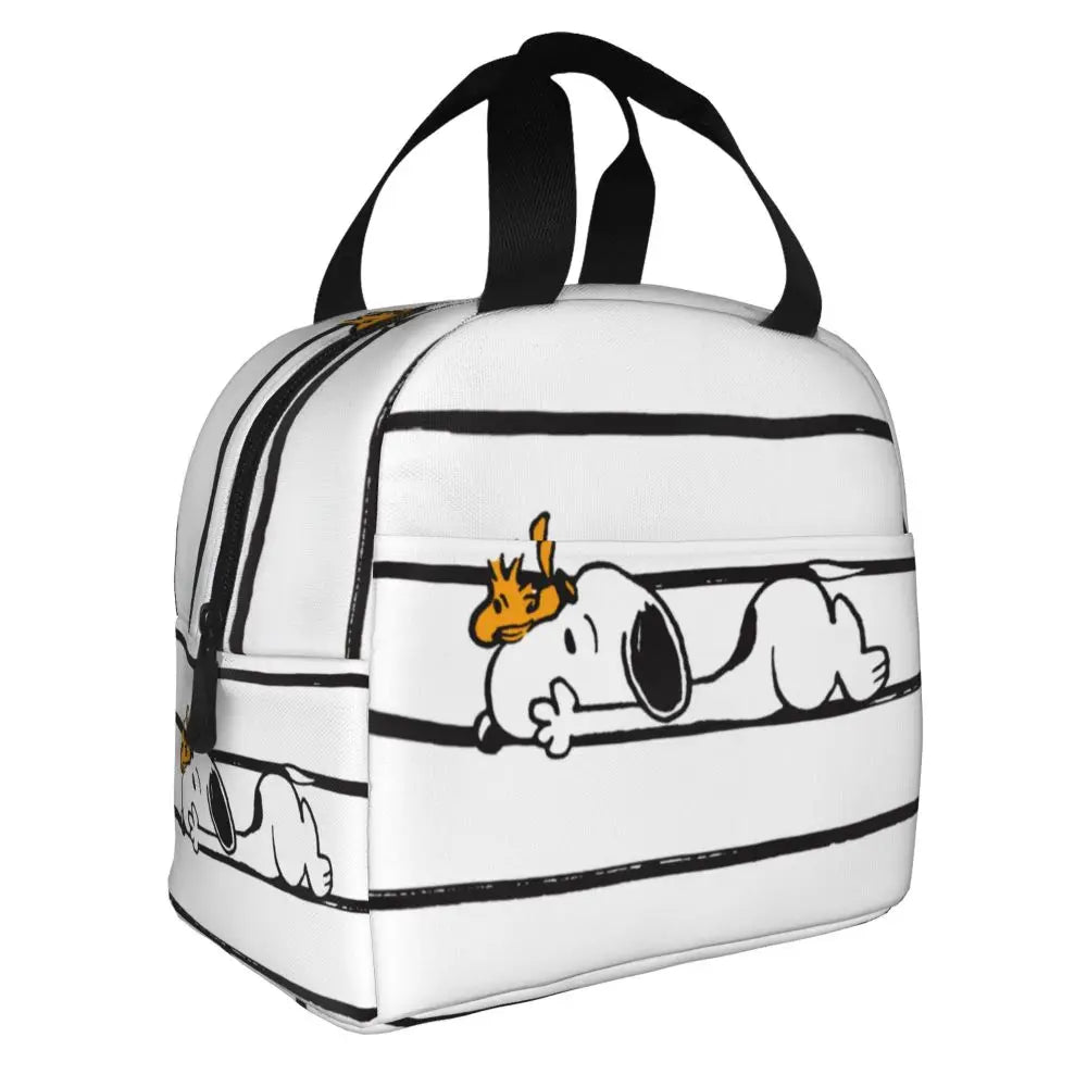 Custom Funny Cartoon Snoopy Lunch Box Waterproof Thermal Cooler Food Insulated Lunch Bag Kids For Kids Portable Picnic Tote Bags