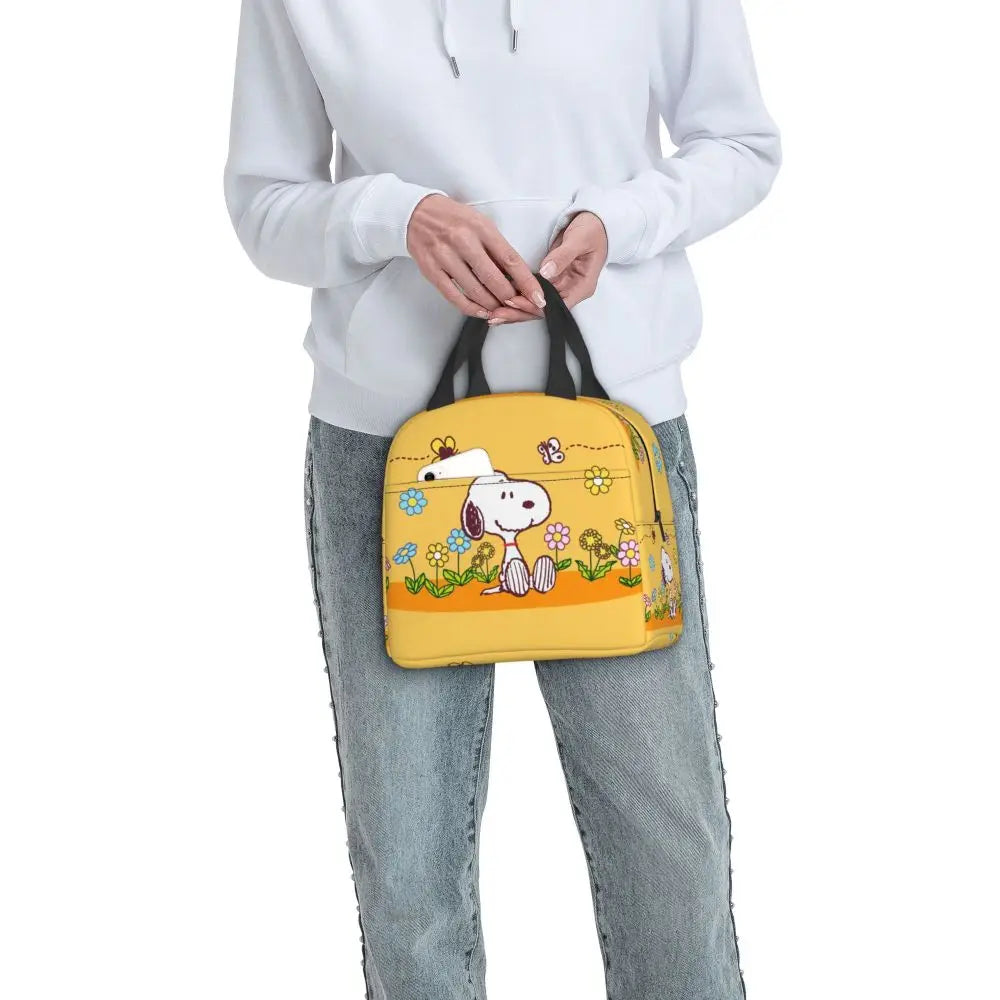 Custom Funny Cartoon Snoopy Lunch Box Waterproof Thermal Cooler Food Insulated Lunch Bag Kids For Kids Portable Picnic Tote Bags