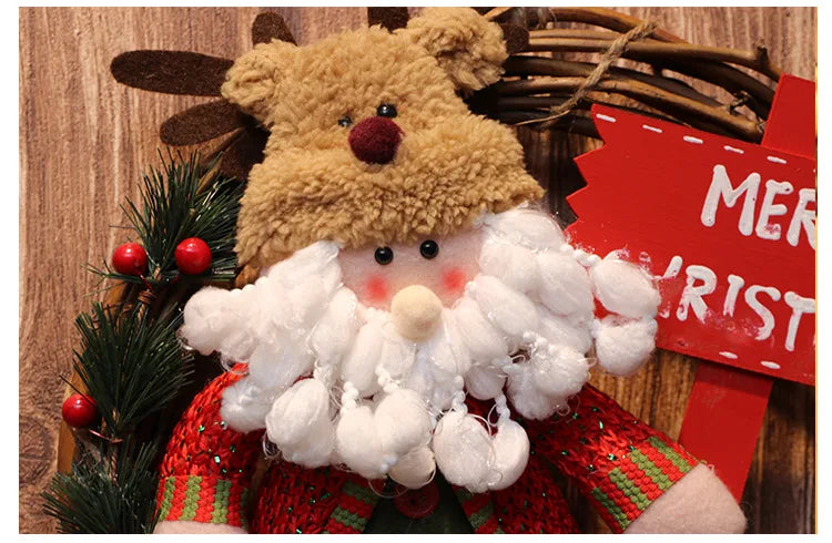 Elk Snowman Rattan Circle Christmas Flower Wreath Shopping Mall Window Christmas Tree Christmas Decorations Children's Doll