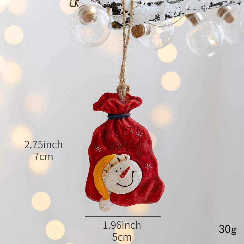 New Christmas Resin Pendant Xmas Tree Decoration Christmas Socks Gift House DIY Kids Toys Gifts Xmas Ornaments Navidad 2024