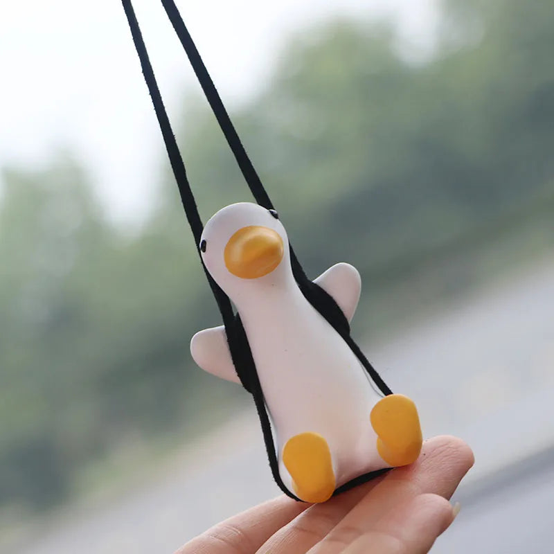 Car Pendant Cute Anime Little Duck Swing Auto Rearview Mirror Hanging Ornaments Interior Decoraction Accessories for Girls Gifts