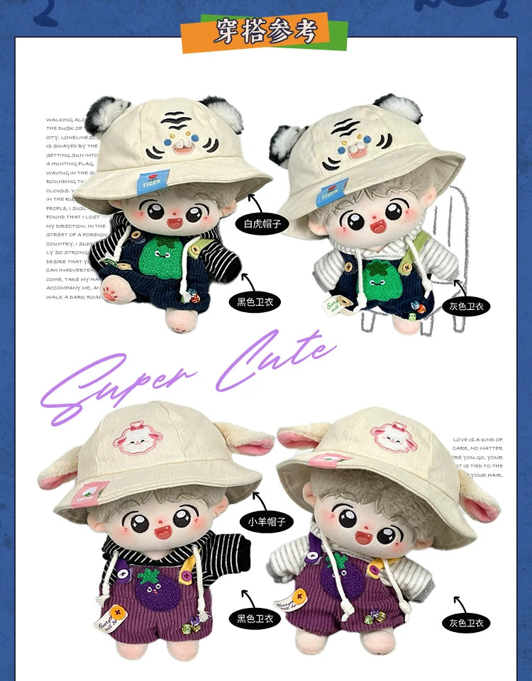 17cm Cute Mini Plush Doll'S Clothes Outfit Accessories For Korea Kpop Exo Labubu Idol Dolls Sweater Hoodie Clothing DIY Kid Gift