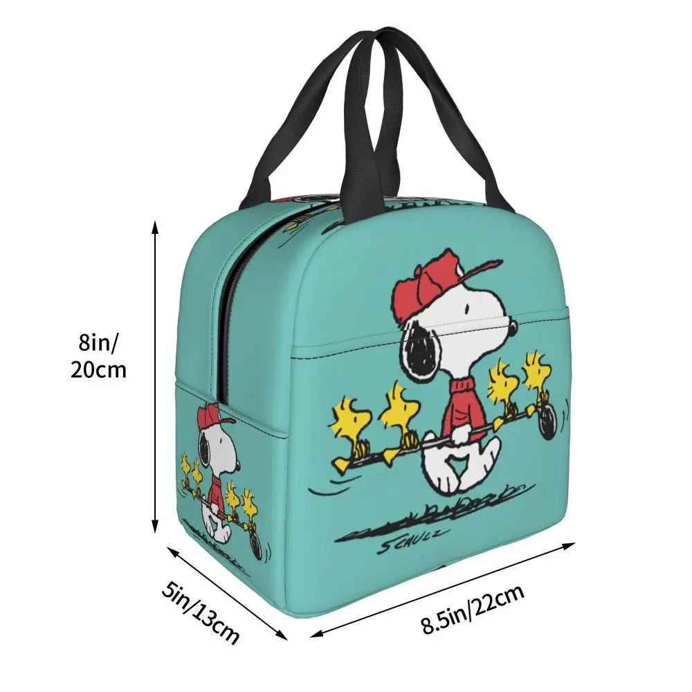 Custom Funny Cartoon Snoopy Lunch Box Waterproof Thermal Cooler Food Insulated Lunch Bag Kids For Kids Portable Picnic Tote Bags