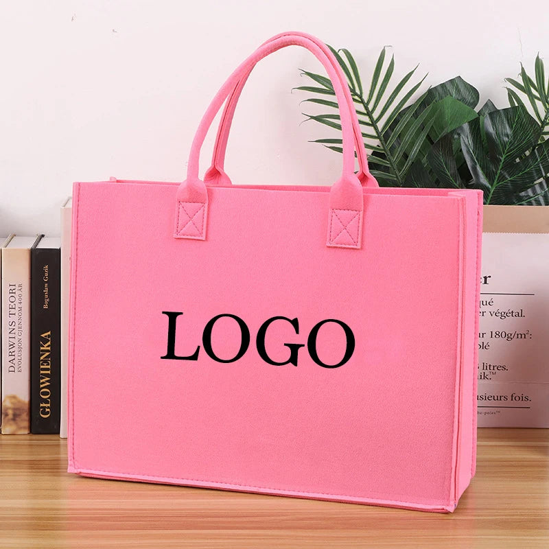 Custom Tote Handbag with Name Felt Totter Personalized Felt Bags Business Logo Gift Bridesmaid Bachelorette 25x25cm Party Gift