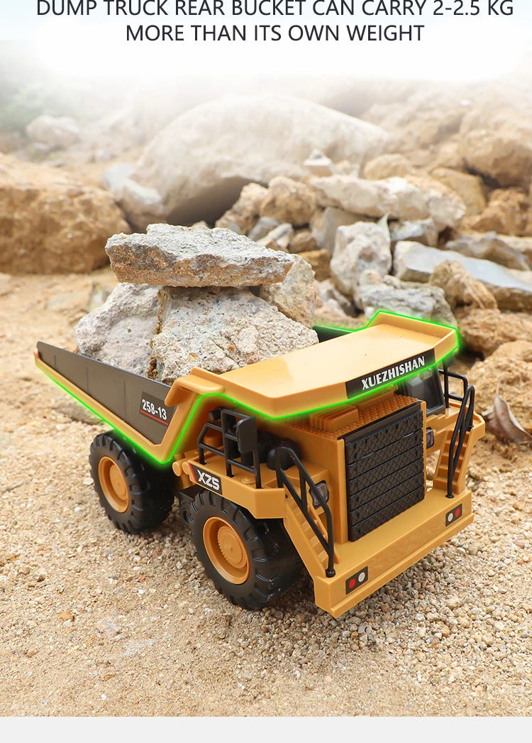 RC Excavator Dumper Car 2.4G Remote Control Engineering Vehicle Crawler Truck Bulldozer Toys for Boys Kids Christmas Gifts