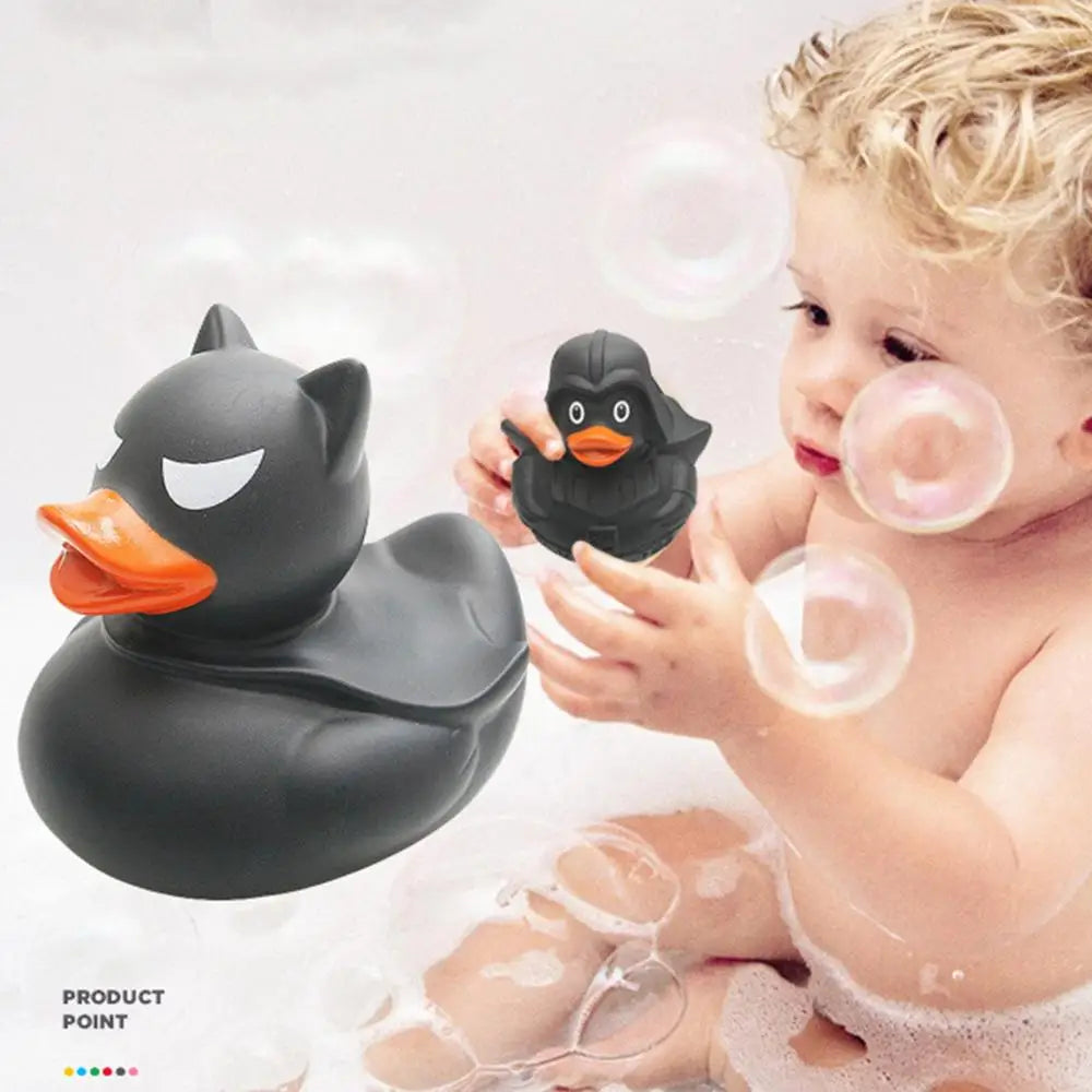 Black Rubber Duck Funny Mini Ducks Kids Bath Toys Halloween Ducks Bath Tub Pool Toys for Birthday Showers Supplies