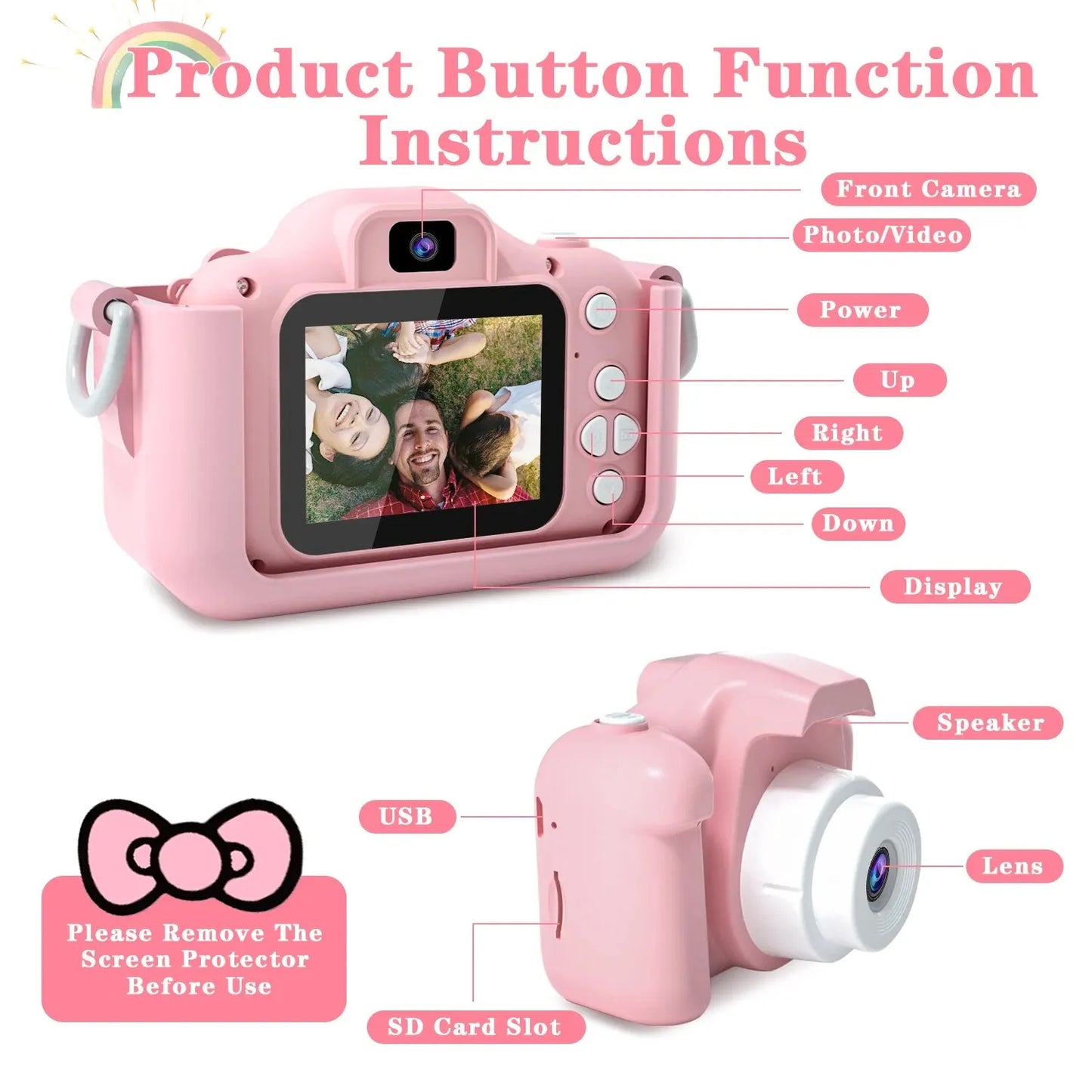 Children Camera 1080P HD Toddler Digital Video Camera 2.0-inch Kids Camera with Silicone Cases Toys for Christmas Birthday Gifts