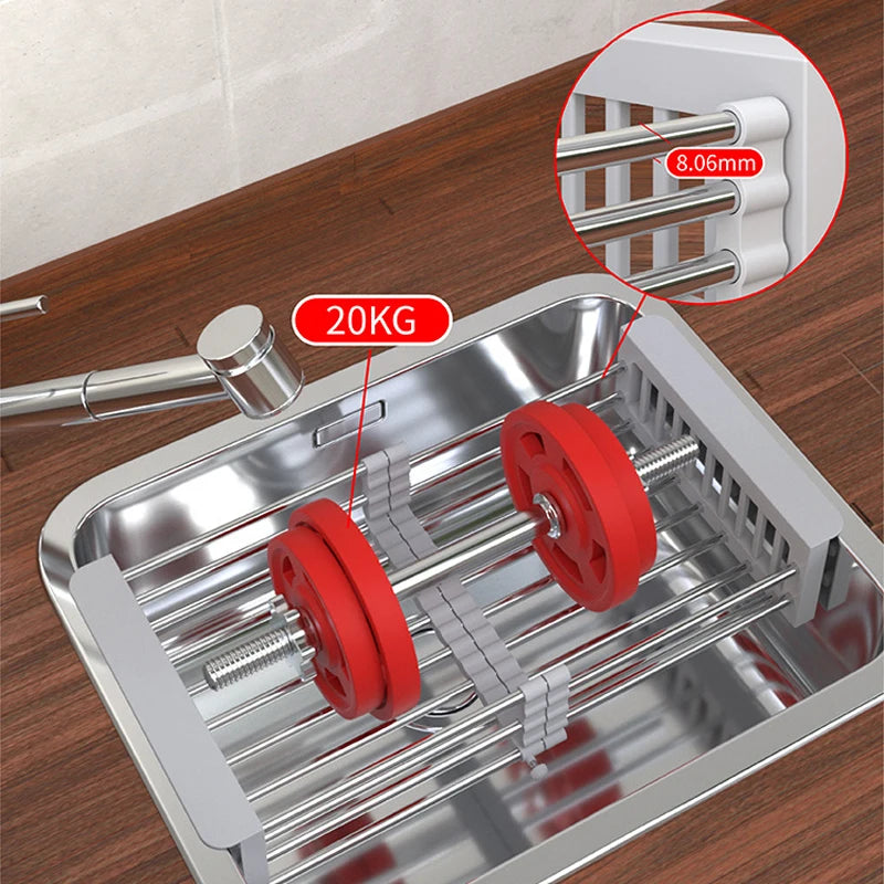 Stainless Steel Telescopic Sink Drain Rack Fruit And Vegetable Dishes And Chopsticks Washing Vegetable Drain Basket