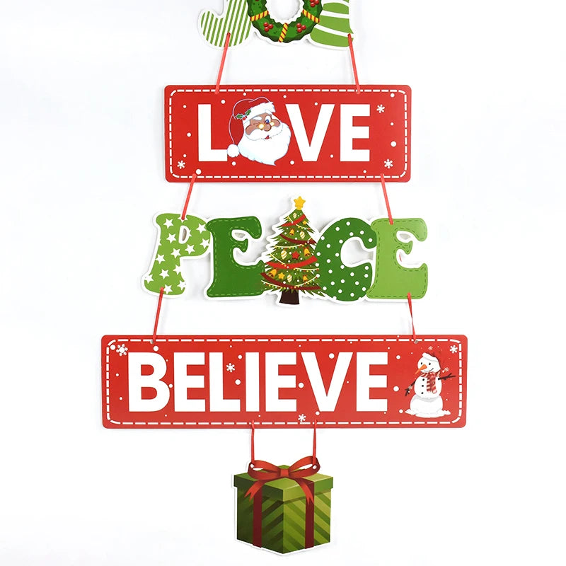 Christmas Door Hanging Paper Ornament Banner Xmas Tree Santa Claus Pendants Merry Christmas Decoration for Home New Year 2024