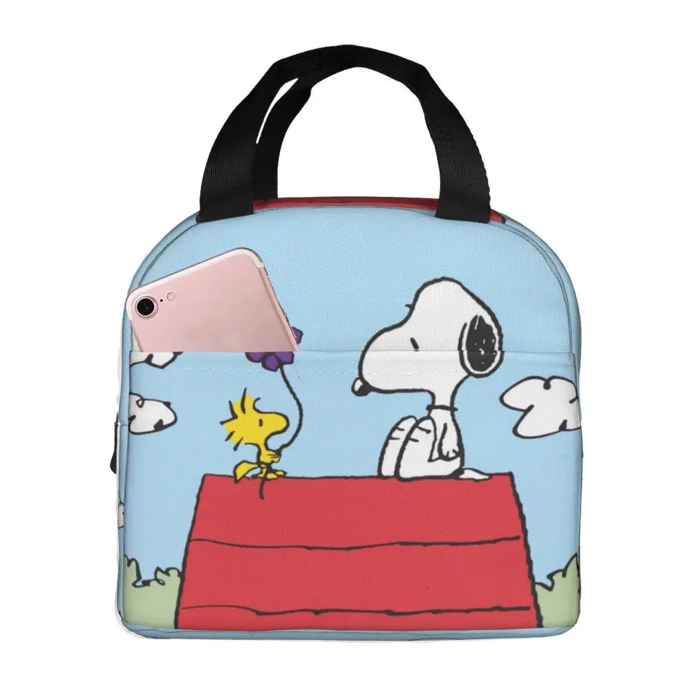 Custom Cute Cartoon Snoopy Insulated Lunch Box for Women Portable Warm Cooler Thermal Lunch Bag Picnic Food Container Tote Bags