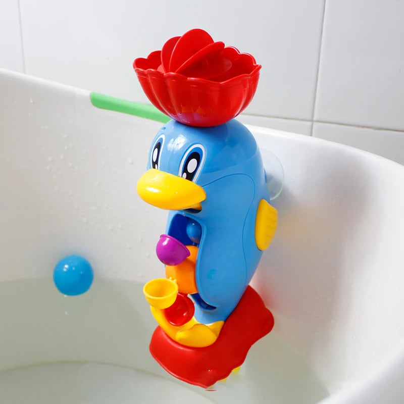 Kids Shower Bath Toys Cute Yellow Duck Waterwheel Toys Baby Faucet Bathing Water Spraying Tool Wheel Type Dabbling Toy