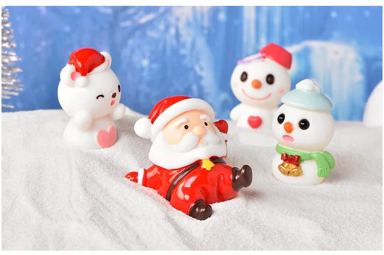 Christmas Decoration Santa Claus Snowman Figurine Fairy Christmas Miniatures Figurines Christmas Gifts DIY Home Decoration