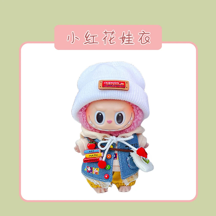 Hot Labubu Doll Clothes Fashion Clothes Hoodies For 17cm Doll Clothes Color Match Hoodies Dolls Accessories Cute Little Cloths