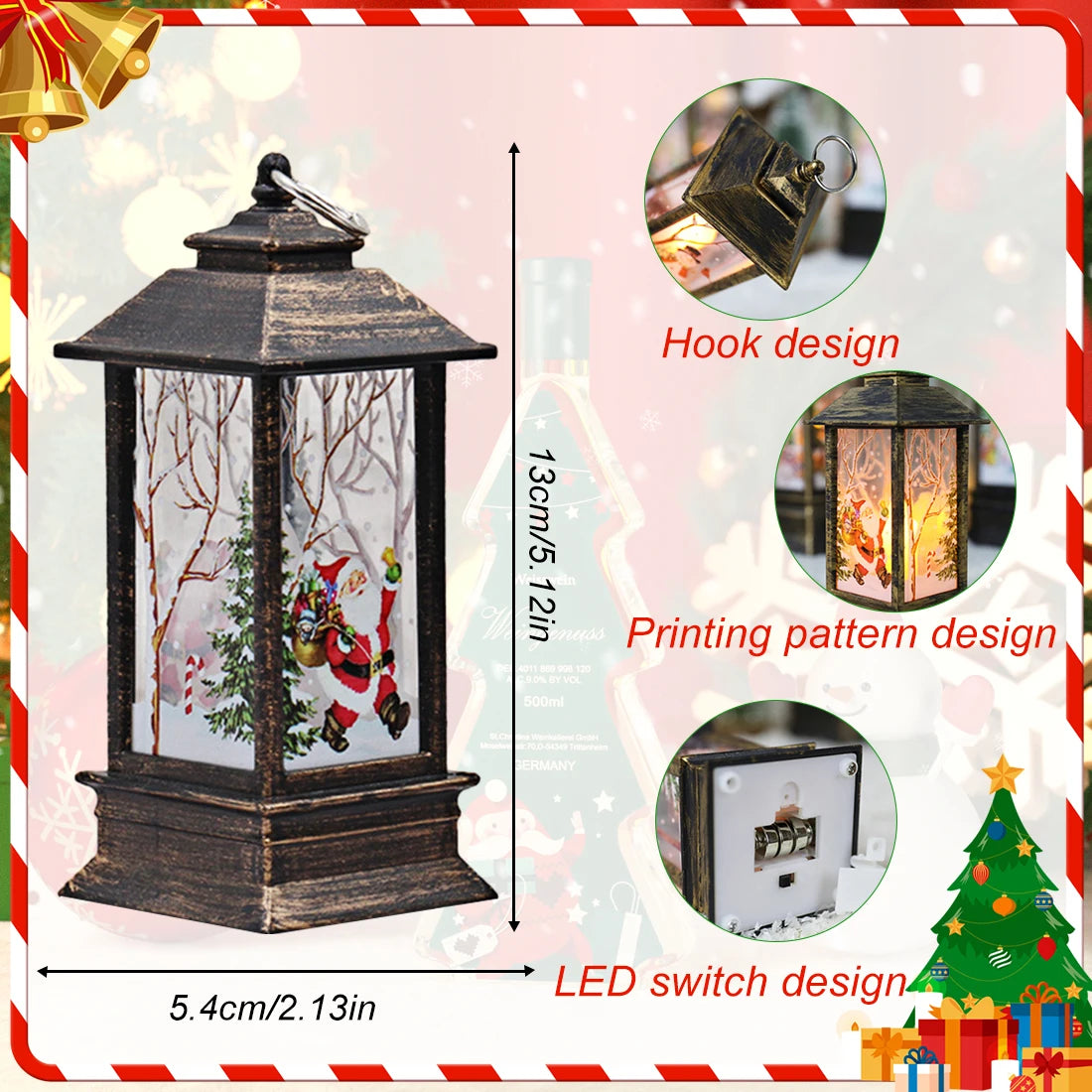 Christmas Lantern Light Merry Christmas Decorations for Home 2024Navidad Christmas Tree Ornaments Xmas Gift Happy New Year 2025