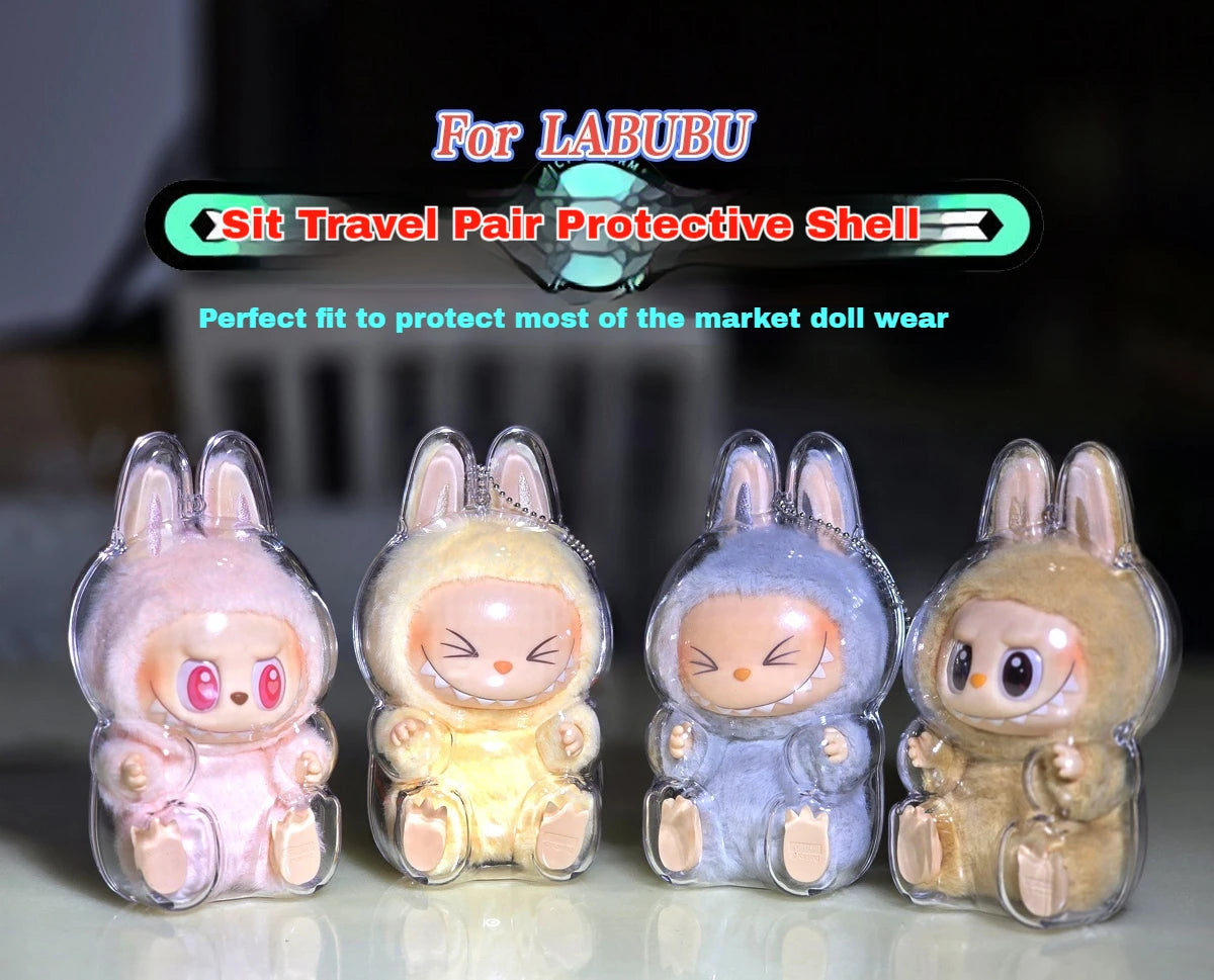 Pop Mart Labubu Keyring Protective Cover Labubu Keychain Action Figure Lububu Original Kids Toys Children Toy Christmas Gift