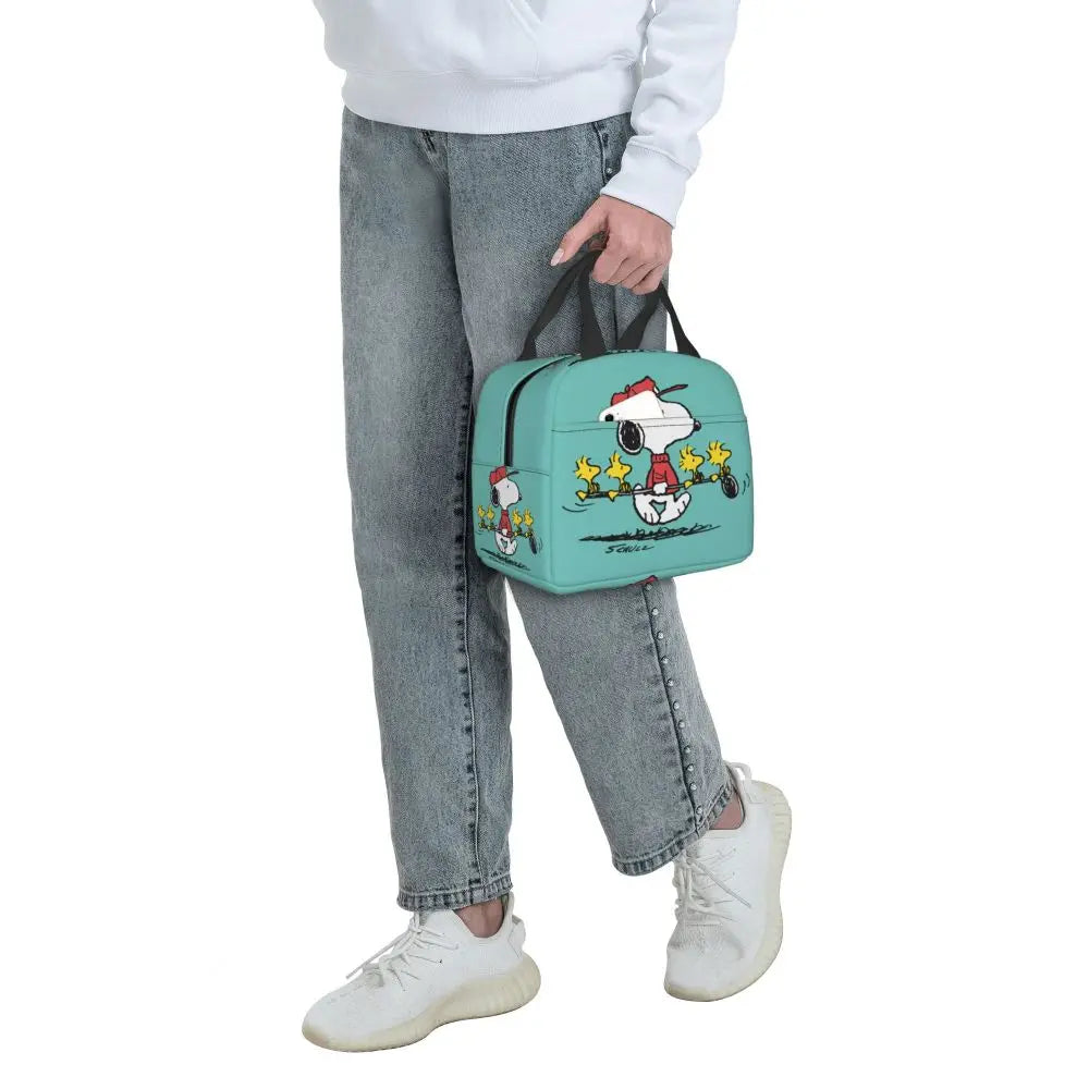 Custom Funny Cartoon Snoopy Lunch Box Waterproof Thermal Cooler Food Insulated Lunch Bag Kids For Kids Portable Picnic Tote Bags