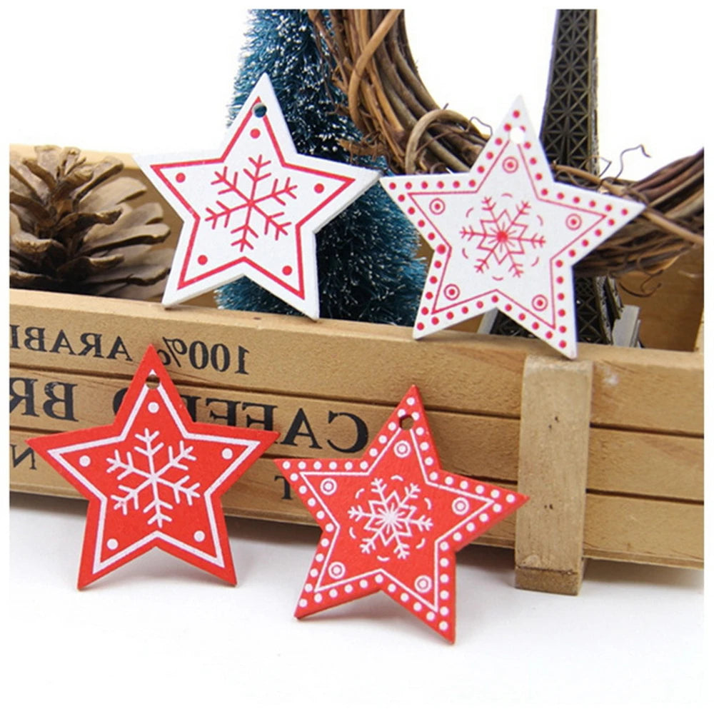 1Pcs Christmas Wooden Ornaments DIY Xmas Tree Hanging Pendants Decoration Home 2024 New Year Drop Ornament Party Decor Supplies