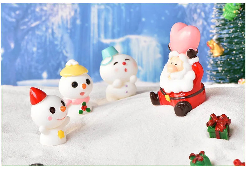 Christmas Decoration Santa Claus Snowman Figurine Fairy Christmas Miniatures Figurines Christmas Gifts DIY Home Decoration