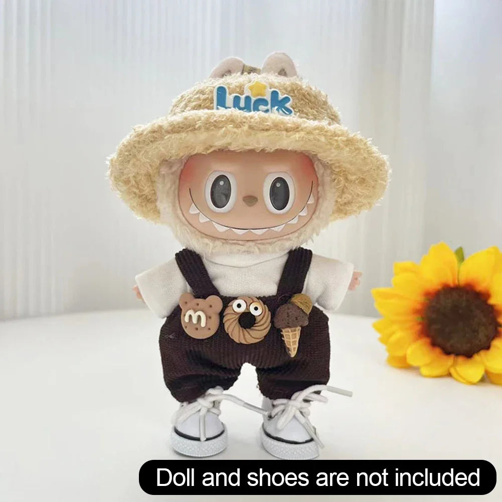 17cm Plush Doll'S Clothes Outfit Accessories For Korea Kpop Exo Labubu Idol Dolls overalls set Clothing