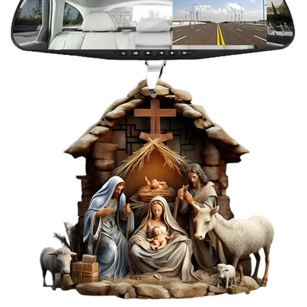 Christmas Nativity Scene Ornaments The Birth Of Jesus Decor Nativity Scene Acrylic 3D Decoration For Christmas Tree car Decor