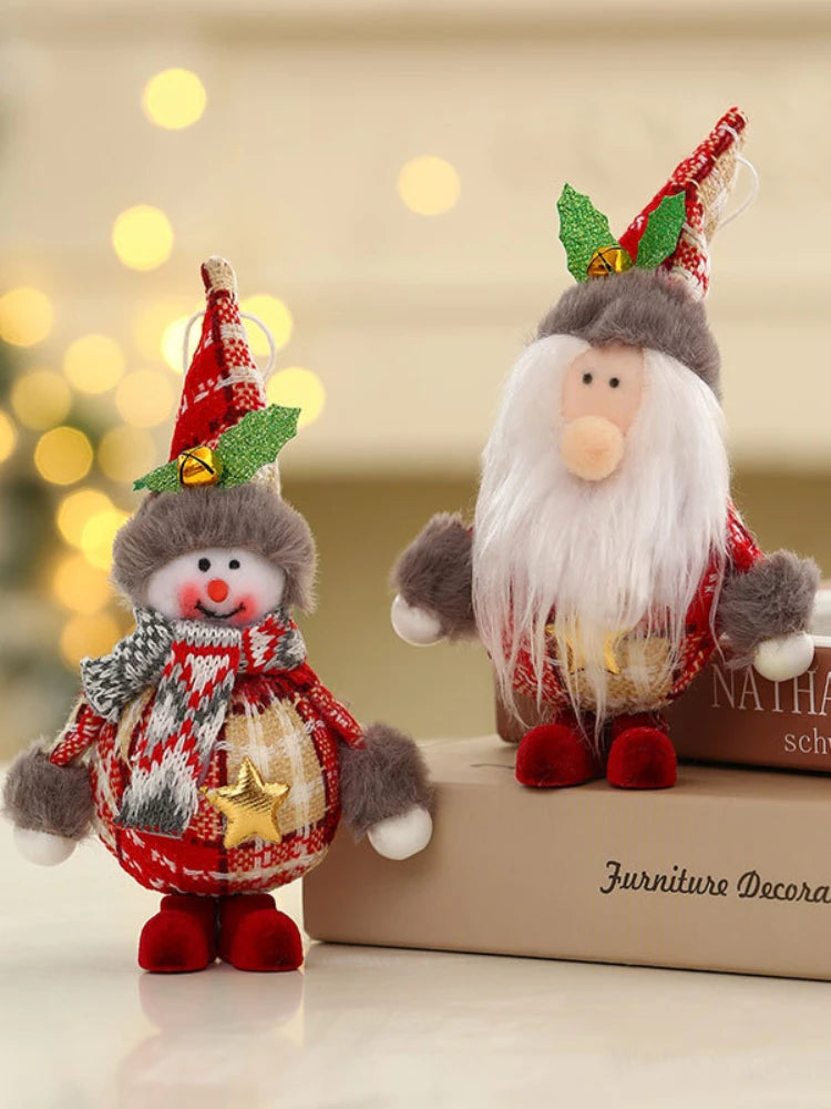 2023 Cute Christmas Santa Snowman Deer Doll Decoration Gift Doll Christmas Tree Hanging Ornament New Year Xmas Home Decoration