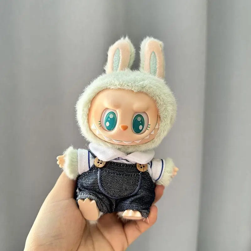 17cm Mini Plush Doll'S Clothes Outfit Accessories For Korea Kpop Exo Labubu I II Idol Dolls Sitting Party overalls Clothing Gift