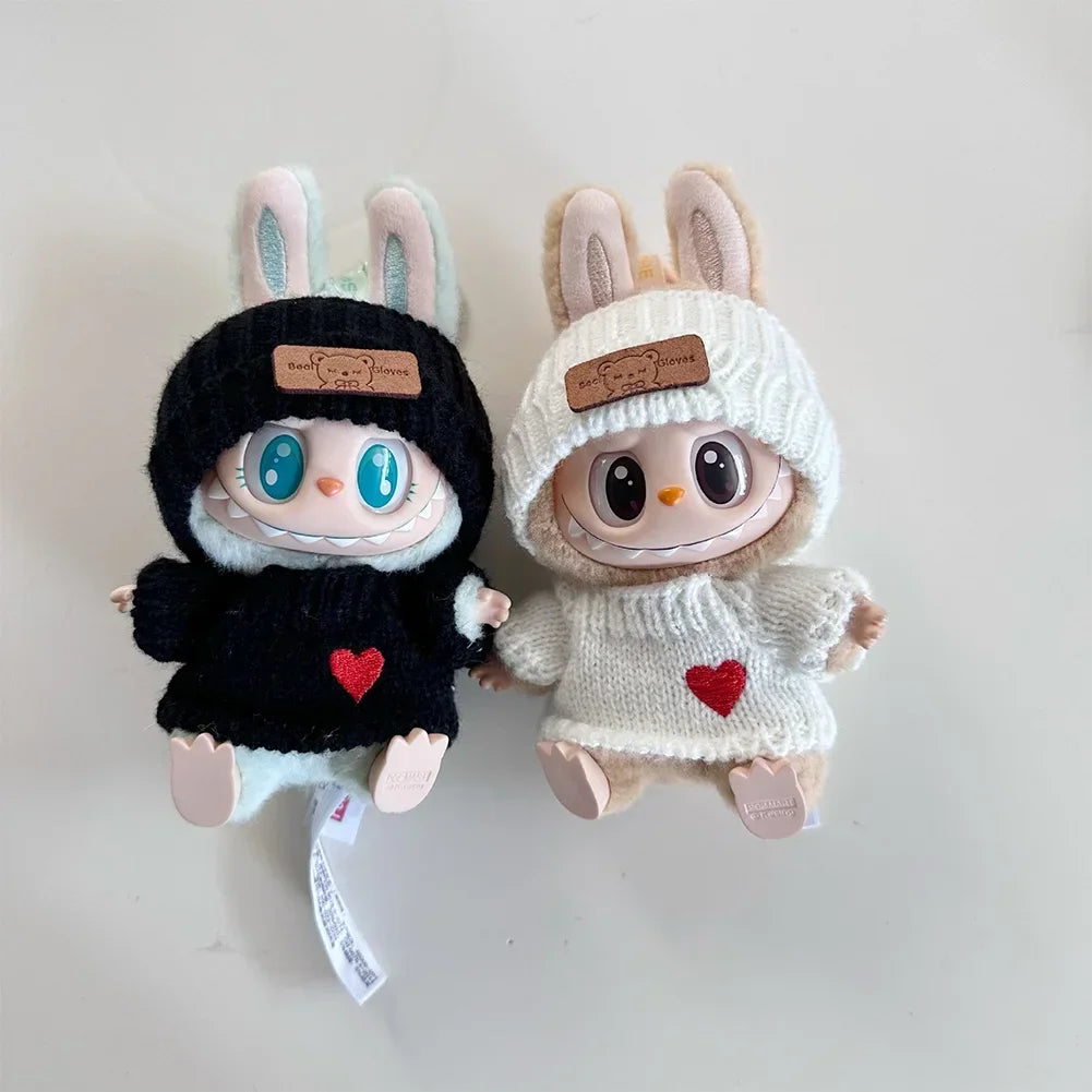 17cm Mini Plush Doll'S Clothes Outfit Accessories for Korea Kpop Exo Labubu Idol Flower Shirt Leather Jacket Skirt Clothing Gift