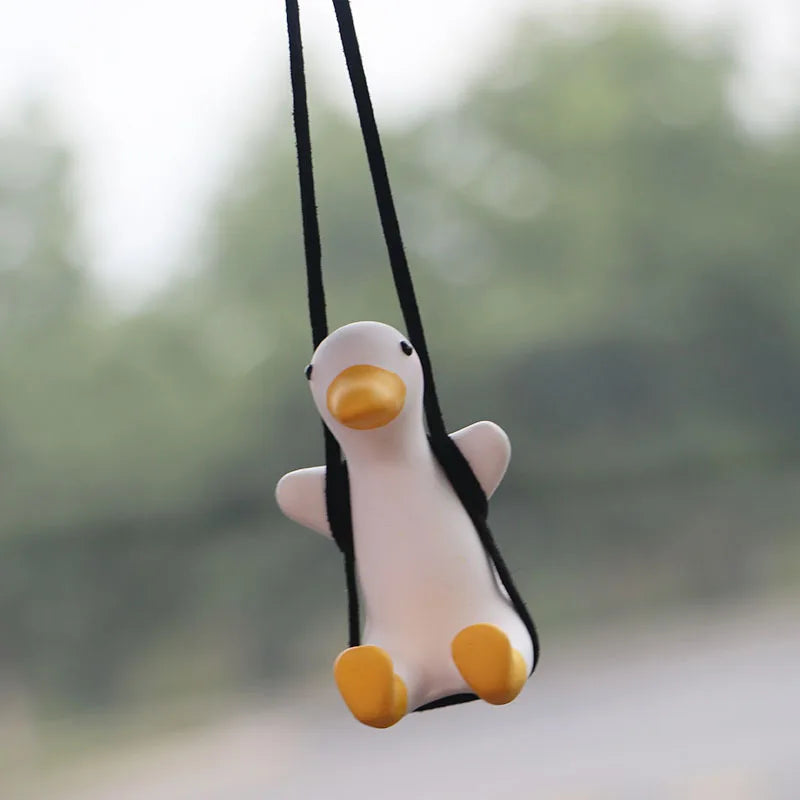 Car Pendant Cute Anime Little Duck Swing Auto Rearview Mirror Hanging Ornaments Interior Decoraction Accessories for Girls Gifts