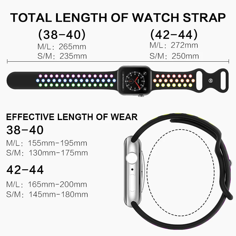 Silicone Strap for Apple Watch Band 44mm 40mm Ultra2 49mm 41-38-45mm Air-hole Bracelet iWatch Series 10 9 8/7 6 SE 5 4 42mm 46mm