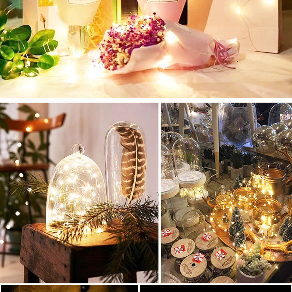 1M 2M 3M 5M LED Copper Wire String Lights Fairy Light Outdoor Garland Wedding Light for Home Christmas Garden Holiday Decoration