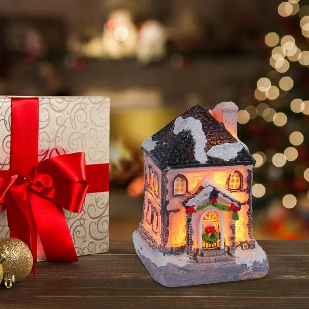 LED Village House Light Up Christmas Village House Resin Light Beacon Table Decoration Suitable For Children And Adults Indoor